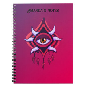 Caderno Espiral Olho Demônio Roxo - Nome de Arte Occulta Gótica