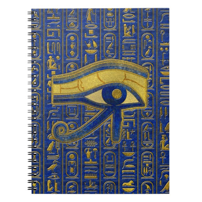 Caderno Espiral Olho egípcio Dourado do Lazuli de Horus - de (Frente)