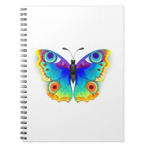 Caderno Espiral Olho Peacock da Borboleta Arco-Íris