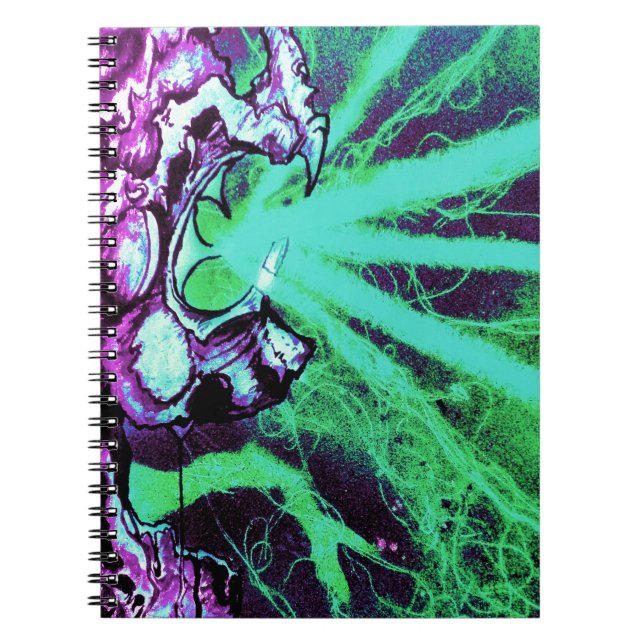 Caderno Espiral Olhos a laser para alienígena com língua réptil (Frente)