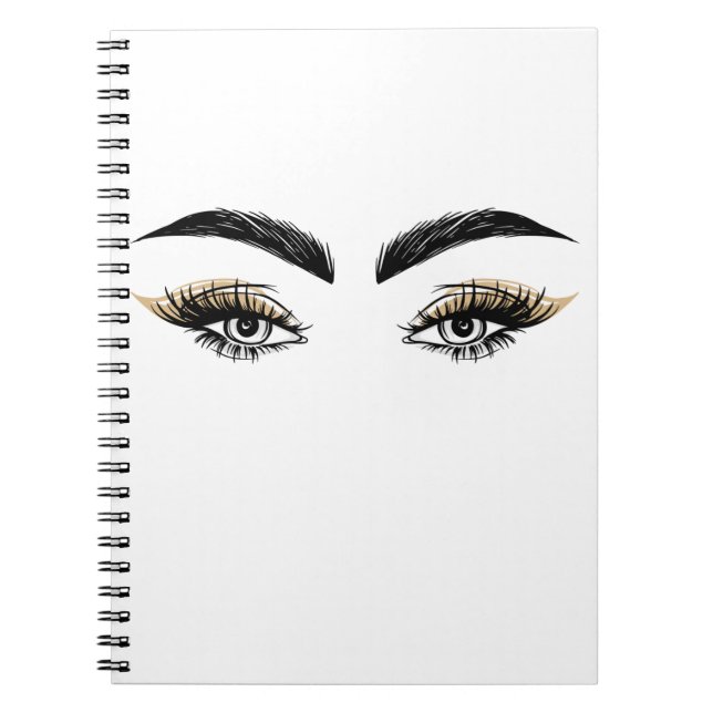 Caderno Espiral Olhos bonito Bela Salão Maquiagem Eyelashes Lashes (Frente)