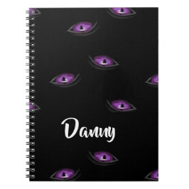 Caderno Espiral Olhos de gato de nome personalizado