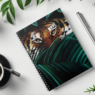 Caderno Espiral Olhos de Tigre de Selva Verde Intensa Folhas da Vi