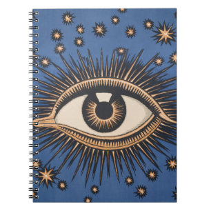 Caderno Espiral Olhos Estrelas Lua Celestial Nouveau