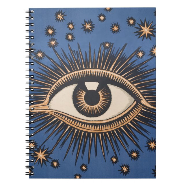 Caderno Espiral Olhos Estrelas Lua Celestial Nouveau (Frente)