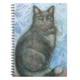 Caderno Espiral Olhos verdes de gato rechaçados de gatinho preto