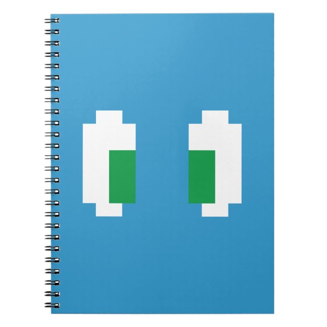 Caderno Espiral Olhos Verdes para Manga de Pixel de 8 Bits (Frente)