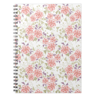 Caderno Espiral olive beige mosaic floral pattern retro