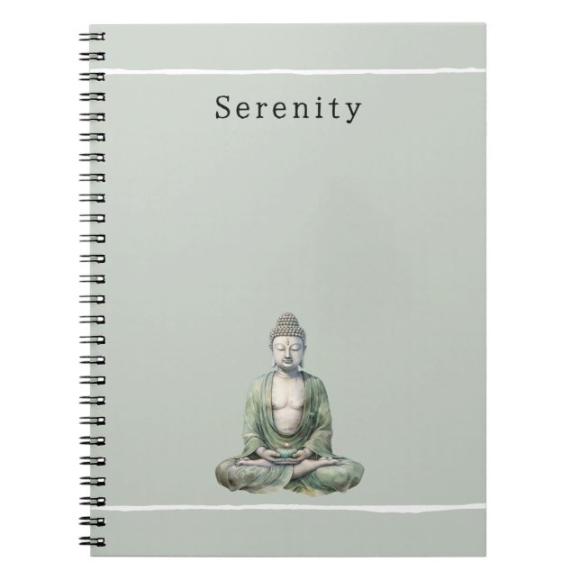 Caderno Espiral Olive Green Buddha Meditation Personalized  (Frente)
