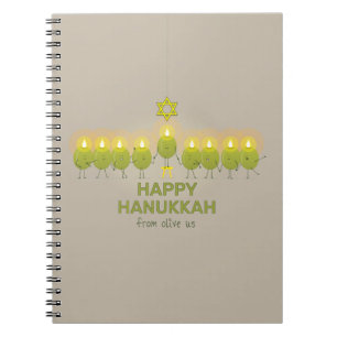 Caderno Espiral Olive Hanukkah Menorah