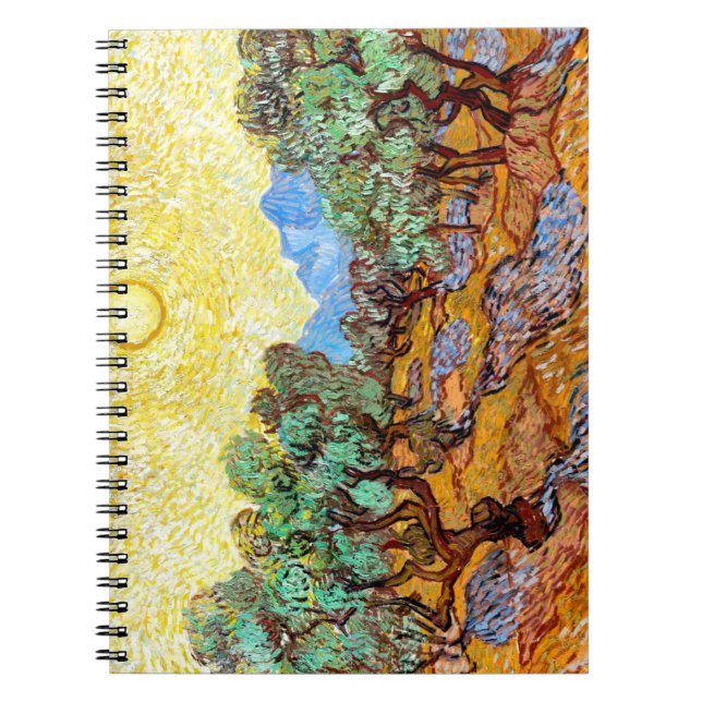 Caderno Espiral Oliveiras (1889) paisagística Arte Van Gogh espira (Frente)