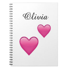 Caderno Espiral Olivia Personalized Emoji Hearts NoteBook