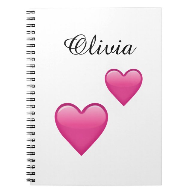 Caderno Espiral Olivia Personalized Emoji Hearts NoteBook (Frente)