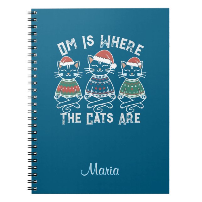 Caderno Espiral Om É Onde Os Gatos São Férias Festivas (Frente)