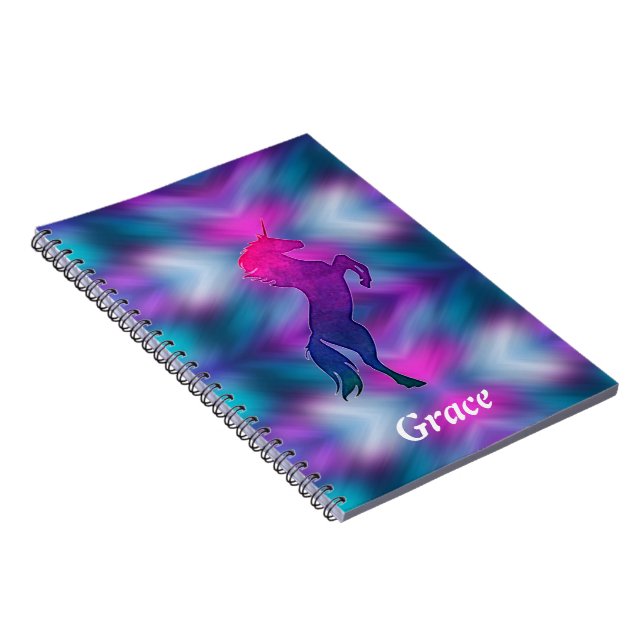 Caderno Espiral Ombre Magical Unicorn Personalized Notebook (Lado Direito)