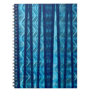 Caderno Espiral Onda Azul Retro Padrão Única e Legal
