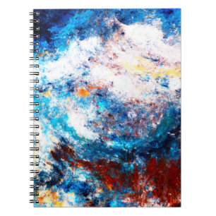 Caderno Espiral Onda de mar azul. Placas artísticas de tintas bril