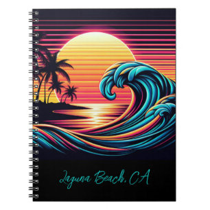 Caderno Espiral Onda do Surf Retroativo Sunset - Notebook
