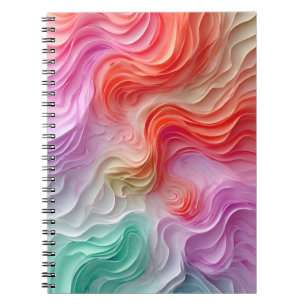 Caderno Espiral Ondas Abstratas em Pastel