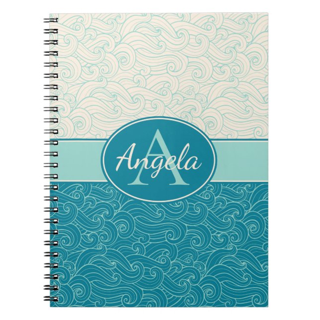 Caderno Espiral Ondas Aqua Personalizadas (Frente)