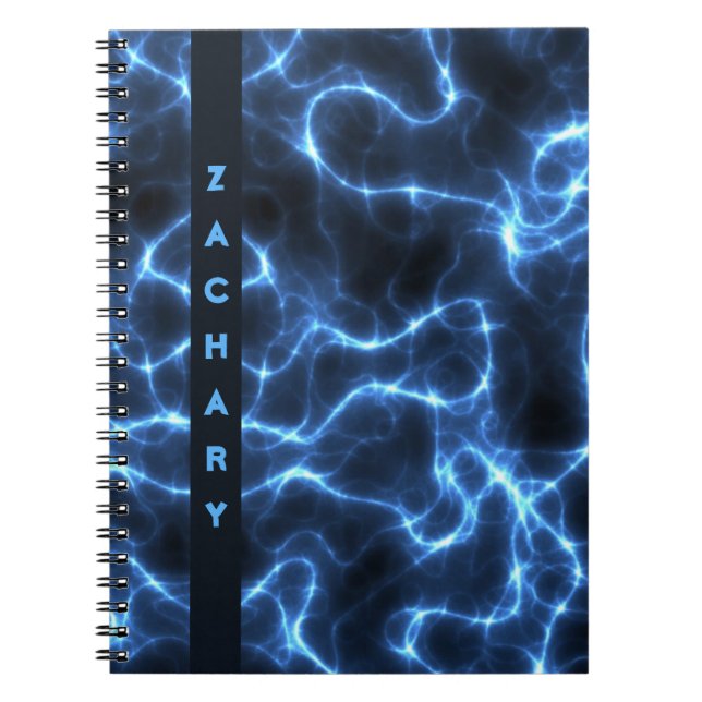 Caderno Espiral Ondas Azuis Elétricas | Notebook espiral personali (Frente)