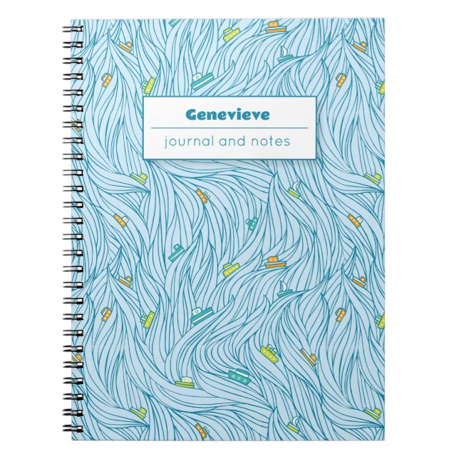 Caderno Espiral Ondas com o notebook Boats (Frente)