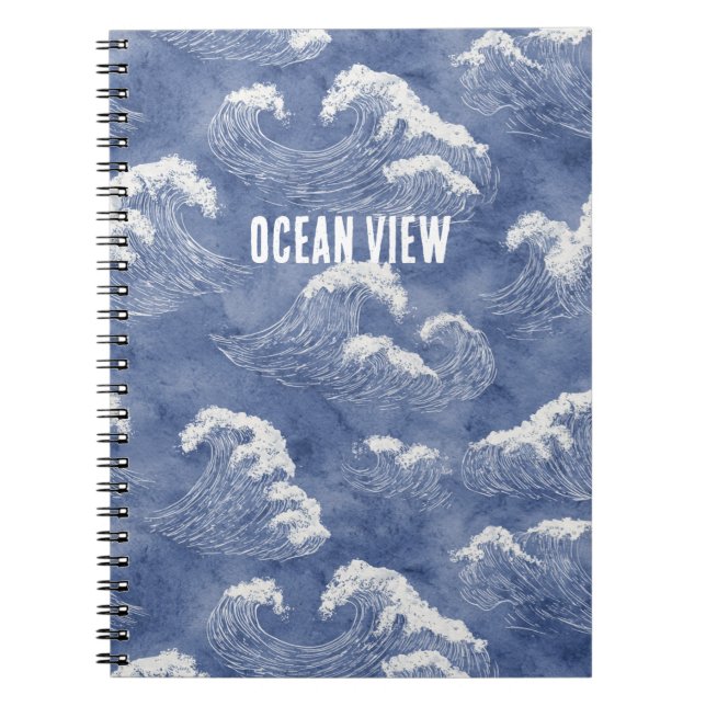 Caderno Espiral Ondas de Vista para o Oceano Azul (Frente)