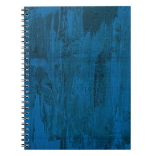 Caderno Espiral Ondas do Oceano à Meia-Noite   Azul Profundo Abstr