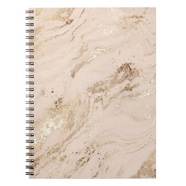 Caderno Espiral Ondas Douradas: Abstrato Marble (Frente)