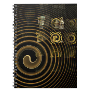 Caderno Espiral Ondas Douradas Hipnóticas Arte Moderna Abstrata