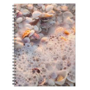 Caderno Espiral Ondas e Conchas Marinhas em Sanibel Island