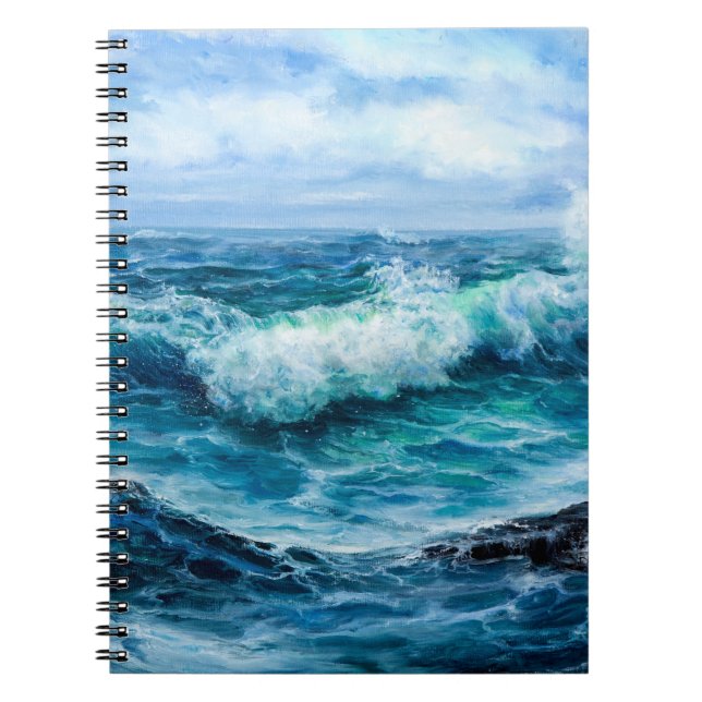 Caderno Espiral Ondas no oceano. Impressionismo moderno, modernism (Frente)