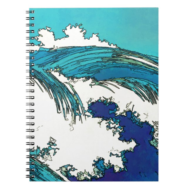 Caderno Espiral Ondas oceânicas PixDezines konen uehara, 上 原 (Frente)