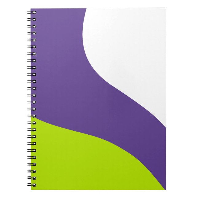 Caderno Espiral Ondas Simples em Verde Lima e Roxo (Frente)