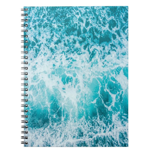 Caderno Espiral Ondas Tropicais Do Oceano Azul (Frente)