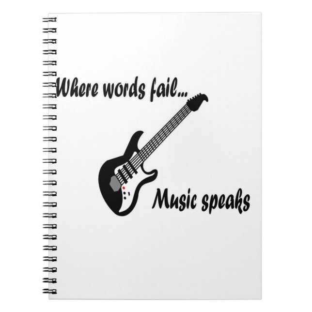 Caderno Espiral Onde as palavras falham, a música fala (Frente)