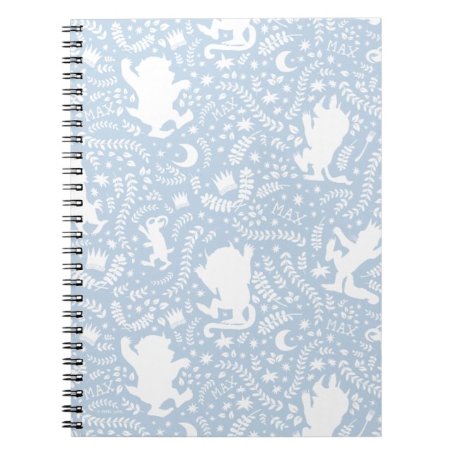 Caderno Espiral Onde os Monstros Selvagens Padrão Floral Azul (Frente)