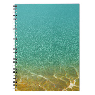 Caderno Espiral Ondinhas azuis e Dourados da cerceta de brilho da