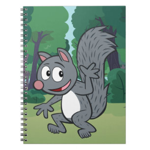 Caderno Espiral Ondulação cinzenta do esquilo do rick da guard