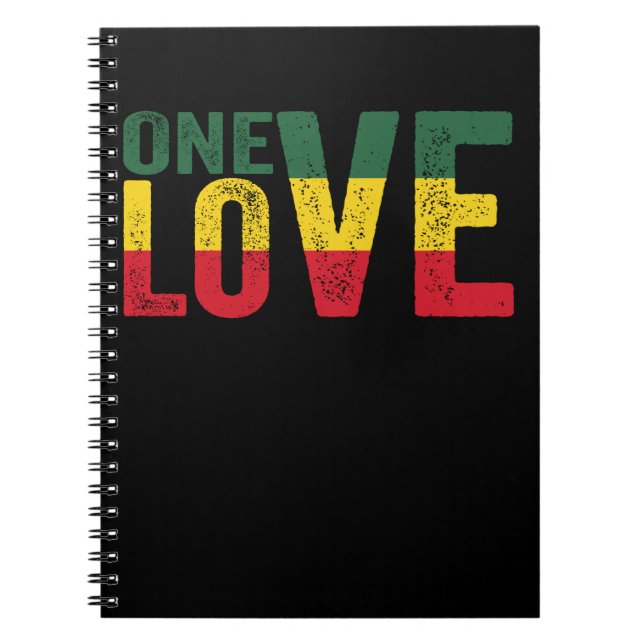 Caderno Espiral One Love Jamaican Rasta Reggae (Frente)
