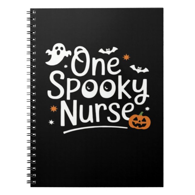 Caderno Espiral One Spooky Nurse Funny Ghost Nurse Halloween Essen (Frente)