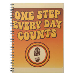 Caderno Espiral One Step Every Day – Retro Motivational Notebook