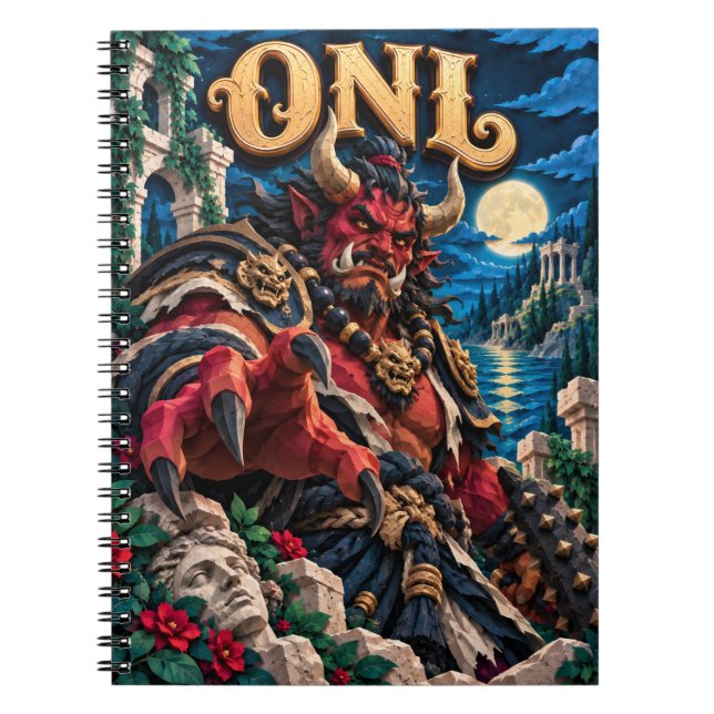 Caderno Espiral Oni, Monstro de Corte de Papel (Frente)