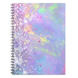 Caderno Espiral opal de faux glitter