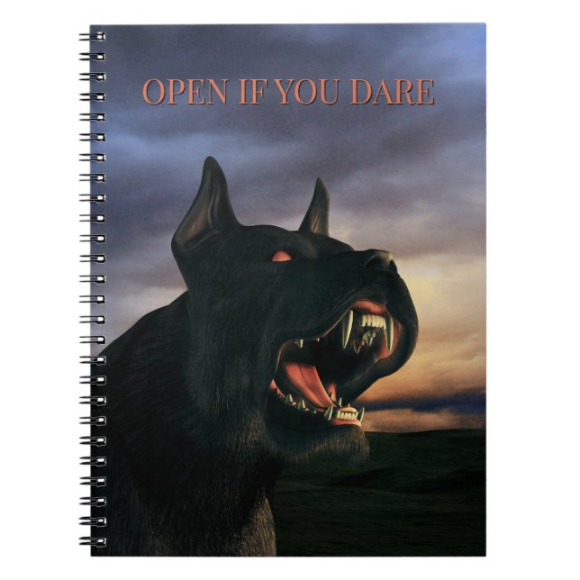 Caderno Espiral Open If You Dare. Big, black dog (Frente)