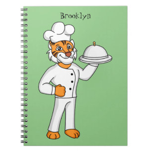 Caderno Espiral Óptica de desenho animado de tigre engraçado