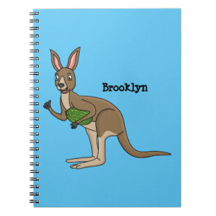 Caderno Espiral Óptica ilustração de canguru australiano feliz