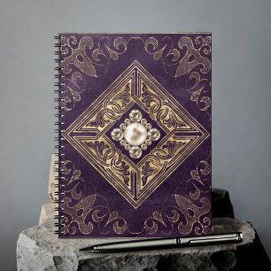 Caderno Espiral Opulsão do ornamentado   Farinha-de-bico-púrpura e
