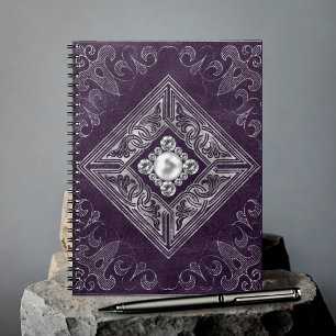 Caderno Espiral Opulsão do ornamentado Tornozelo púrpura e prate