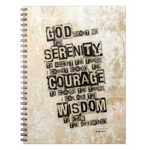 Caderno Espiral Oração da serenidade: Preto do Grunge & Tan,